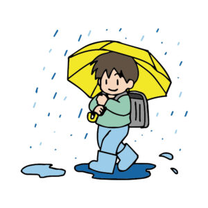 雨の日　ランドセル　傘